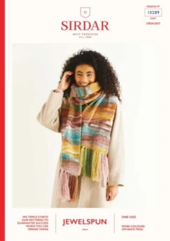 Sirdar 10289 Crochet Fringed Scarf In Jewelspun PDF