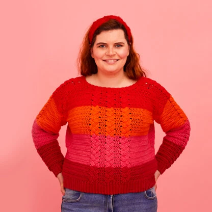 Paintbox Yarns Cheerful Cable Jumper (Free) 4 Paintbox Yarns Cheerful Cable Jumper (Free) - Image 2